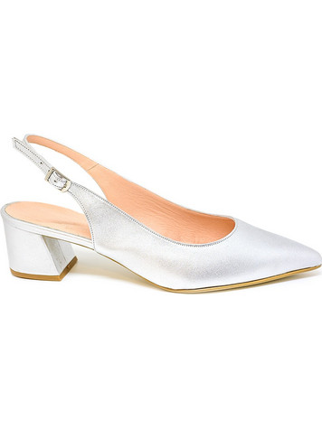 Bigshoes MX9123-04 Δερμάτινη Γόβα Ασημί 5.5cm