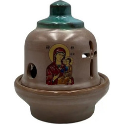 Καντήλι Φαναράκι Θεομήτωρ Κεραμικό 11.50x13,50cm Μπεζ