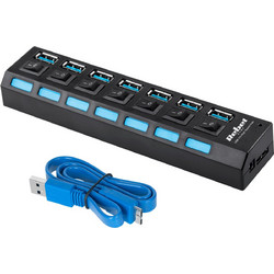 Quer DM-0941 USB Hub 3.0 USB-A με 7 Θύρες USB-A & Εξωτερική Παροχή Ρεύματος