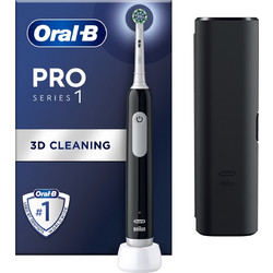 Oral-B Pro Series 1 Black Ηλεκτρική Οδοντόβουρτσα με Χρονομετρητή Αισθητήρα Πίεσης & Θήκη Ταξιδίου