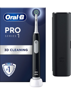 Oral-B Pro Series 1 Black Ηλεκτρική Οδοντόβουρτσα με Χρονομετρητή Αισθητήρα Πίεσης & Θήκη Ταξιδίου