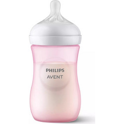 Philips Avent Natural Response Πλαστικό Μπιμπερό με Θηλή Σιλικόνης κατά των Κολικών 1m+ Pink 260ml
