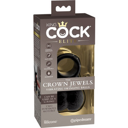 Pipedream The Crown Jewels King Cock Testicles Ελαστικό Δαχτυλίδι Πέους & Όρχεων Σιλικόνης με Δόνηση Μαύρο