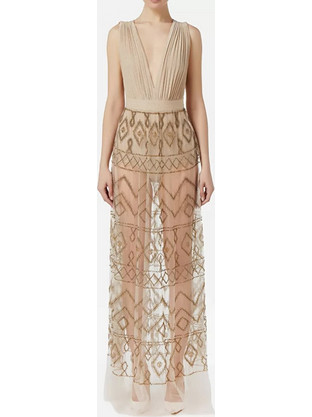 Elisabetta Franchi Maxi Καλοκαιρινό Φόρεμα για Γάμο / Βάπτιση AB42332E2-V1100