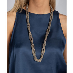 AGGEL W LUREX HANDMADE KNITTED CHAIN - SS28165K-22 BROWN