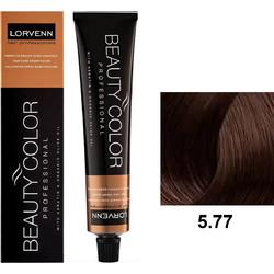 Lorvenn Beauty Color 5.77 Καστανό Ανοιχτό Καφέ Βαθύ Μόνιμη Βαφή Μαλλιών 70ml