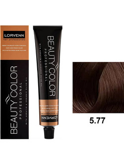 Lorvenn Beauty Color 5.77 Καστανό Ανοιχτό Καφέ Βαθύ Μόνιμη Βαφή Μαλλιών 70ml
