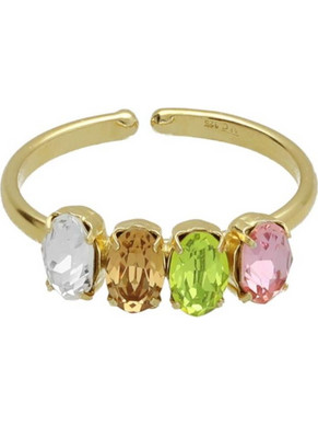 Victoria Cruz Γυναικείο Δαχτυλίδι από Ασήμι 925 Χρυσό με Swarovski A4507-MDA