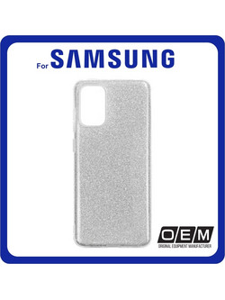 Θήκη Πλάτης - Back Cover, Silicone Σιλικόνη Shining Silver Ασημί For Samsung S20