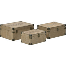 Inart Μπαούλο ''Home'' Σετ 3 τεμ. Ξύλινο Natural 40x30x18 Κωδ. 3-50-899-0008