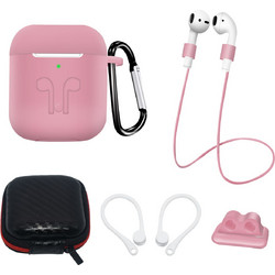 Hurtel Σετ Θήκη Σιλικόνης με Γάντζο για AirPods 1 / 2 Μπλε