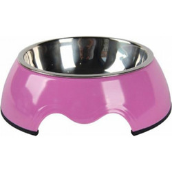 Nunbell Pet 33910 Ανοξείδωτο Μπολ Φαγητού & Νερού για Σκύλο με Βάση, σε Ροζ χρώμα 26cm - Nunbell