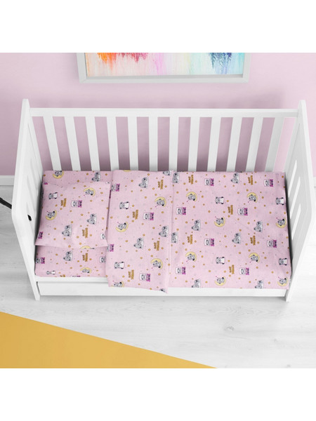 Dimcol Sweet Dreams 550 Βρεφικό Σεντόνι Κούνιας με Λάστιχο 70x140+15 Pink