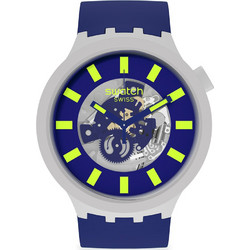 Swatch Ανδρικό Ρολόι με Μπλε Καουτσούκ Λουράκι SB03M103