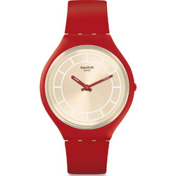 Swatch Γυναικείο Ρολόι με Κόκκινο Δερμάτινο Λουράκι SVUR100