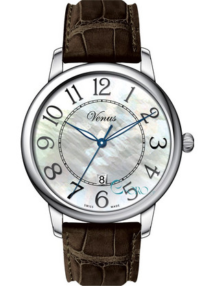 Venus Classico Time-Date Γυναικείο Ρολόι με Καφέ Δερμάτινο Λουράκι VE-2316a1-24-L16