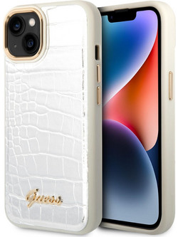 Guess Croco Collection Back Cover Silver (iPhone 14 Plus)