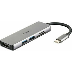 USB Hub C D-Link DUB-M530 4K Ultra HD Γκρι