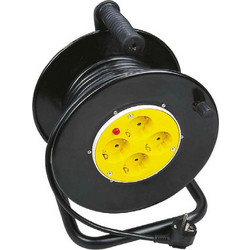 EuroLamp Μπαλαντέζα Καρούλι 3x2.5mm με 4 Πρίζες Σούκο (μαύρη, 30m) - 147.47031