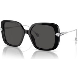 Swarovski SK6011 103887 Γυναικεία Γυαλιά Ηλίου Πεταλούδα Κοκάλινα Μεταλλικά Ασημί Μαύρα με Μαύρο Polarized Φακό