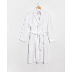 Pennie Unisex Βαμβακερό Πετσετέ Μπουρνούζι με Πικέ Γιακά Capital Άσπρο