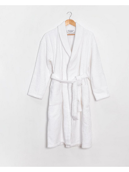 Pennie Unisex Βαμβακερό Πετσετέ Μπουρνούζι με Πικέ Γιακά Capital Άσπρο