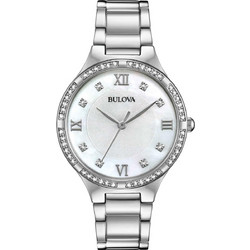 Bulova Crystal Γυναικείο Ρολόι με Ασημί Μεταλλικό Μπρασελέ 96L262