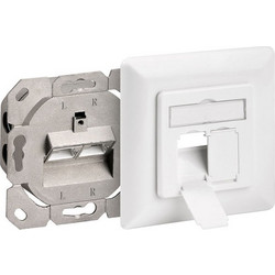Πρίζα τοίχου χωνευτή GOOBAY CAT6a 2xRJ45 σε λευκό χρώμα - 055-1049