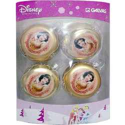 Χριστουγεννιάτικες Μπάλες Disney Princess Χρυσά - 7,5εκ. Σετ των 4τεμ