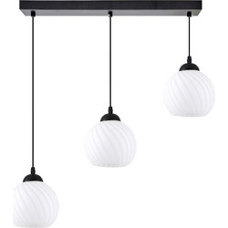 Home Lighting KQ Κρεμαστό Φωτιστικό Οροφής Ράγα Τρίφωτο E27 Μαύρο 8865-3A Swirl Black 77-8199