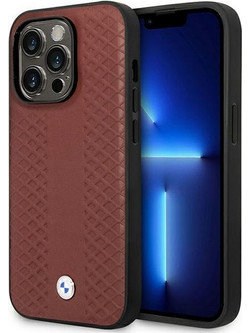 Case BMW BMHMP14L22RFGR iPhone 14 Pro 6.1" Burgundy/burgundy Leather Diamond Pattern MagSafe