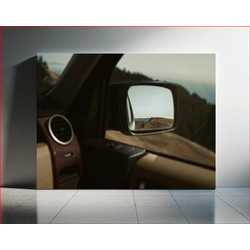 Πίνακας, Scenic View in Car Mirror Γραφική θέα στον καθρέφτη αυτοκινήτου
