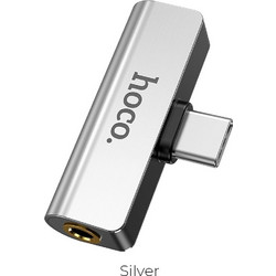 Hoco Μετατροπέας USB-C male σε 3.5mm / USB-C female Ασημί (HC-LS26)