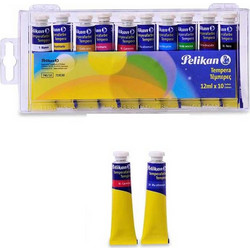 Pelikan Tempera Τέμπερες Ζωγραφικής Πολύχρωμες σε Σωληνάριο 12ml 10τμχ