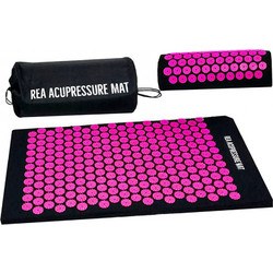 Rea Acupressure Set πιέσεων: Στρώμα 72x43cm & Μαξιλάρι 37x15x10cm - Μαύρο/Ροζ