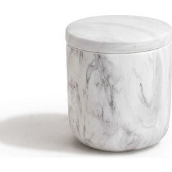 Θήκη για βαμβάκι stoneware με σχέδιο μάρμαρο διαστάσεων 8x8x9cm