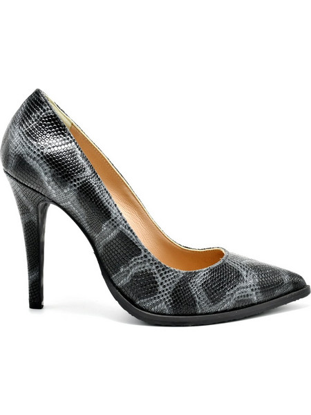 Γόβες με λεπτό τακούνι Γυναικείες Chaniotakis 1050-BLACK σε μαύρο δέρμα