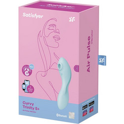 Satisfyer Curvy Trinity 5+ Air Pulse Vibrator Κλειτοριδικός Δονητής για Ζευγάρια με App Control Μπλε