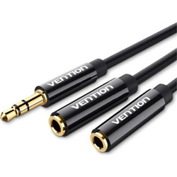 Vention 3.5mm Male to 2*3.5mm Female Stereo Splitter Cable 0.3m Black abs Type (Bbsby) (Venbbsby)