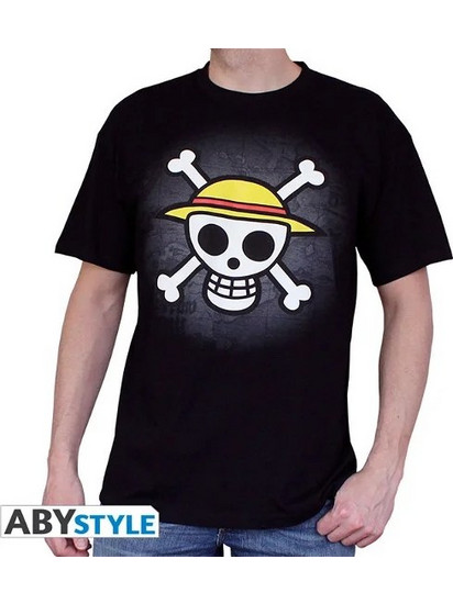 One Piece Tshirt Skull With Map Man Black Basic Large (ABYTEX040_GD_L)