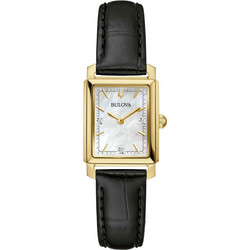 Bulova Γυναικείο Ρολόι με Μαύρο Δερμάτινο Λουράκι 97P166