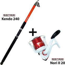 Sensei Kendo + Sensei Nori 20 Σετ Καλάμι Ψαρέματος για Casting Τηλεσκοπικό 2.4m με Μηχανισμό 60-120gr