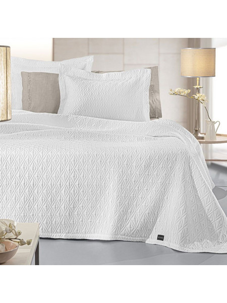 Κουβέρτα Oasis White Guy Laroche Υπέρδιπλo 245x260cm Βαμβάκι-Πολυέστερ