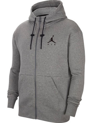 Jordan Jumpman Air Ανδρική Ζακέτα Φούτερ με Κουκούλα και Φερμουάρ Γκρι CK6679-091