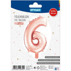 Μπαλόνι Stylex αριθμός 6" Rose Gold - Silver 40cm
