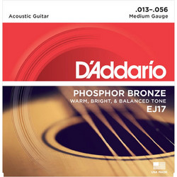 D'Addario EJ17 Σετ 6 Χορδές Ακουστικής Κιθάρας Phosphor Bronze 13-56" Medium Tension