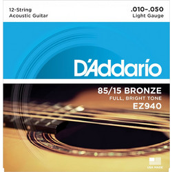 D'Addario EZ940 Σετ 12 Χορδές Ακουστικής Κιθάρας Bronze 10-50" Light Tension