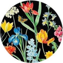 Σουπλά Στρογγυλό Λάκα Mε Λουλούδια Black Redoute Floral Caspari (38 cm)
