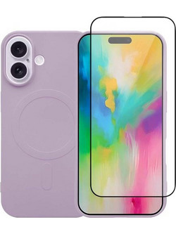 Redshield iPhone 16 MagSafe Silicone Case & Glass Purple Θήκη Κινητού & Προστατευτικό Οθόνης