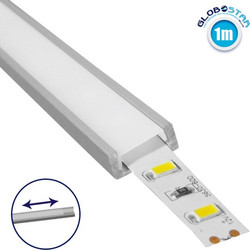 GloboStar(R) SURFACE-PROFILE 70801-1M Προφίλ Αλουμινίου - Βάση & Ψύκτρα Ταινίας LED με Λευκό Γαλακτερό Κάλυμμα - Επιφανειακή Χρήση 1 Μέτρο